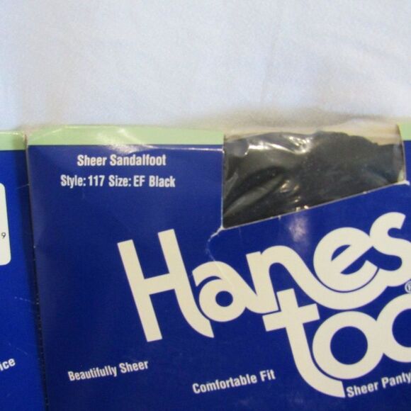 Hanes Too Hosiery Size E-F Sheer Pantyhose (2) Black Navy Style 117 VTG 1994 - Picture 11 of 11